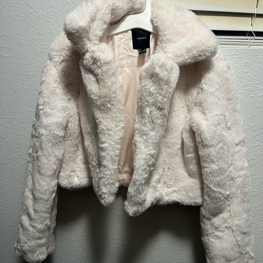 Forever 21 White Faux Fur Jacket